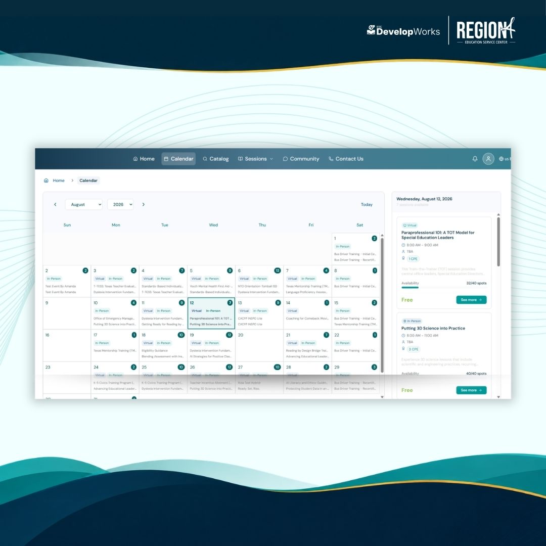 escDevelopWorks calendar view